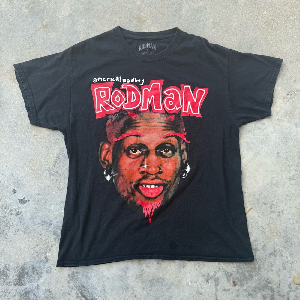 Black and Red Short Sleeve Tee with 90s Graphic